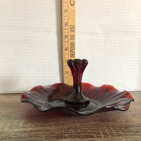 Vtg Anchor Hocking Ruby Handled Dish - Picture 7 of 12